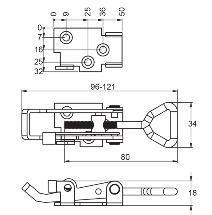 UES Over Centre Fastener with Safety Catch 702 Series