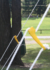 Guy rope single with universal runner in action